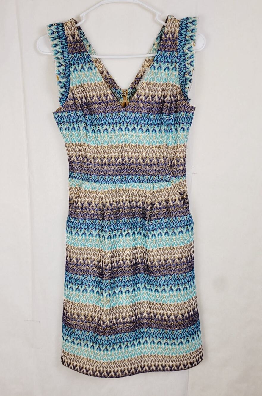Tabitha Teahouse blue ruffled sleeve crocheted lace sheath dress Size 0 Boho
